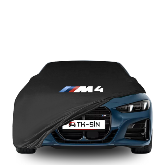 Passgenaue Indoor Autoabdeckung für BMW M4 G82 Coupé ab 2021 mit Logo – atmungsaktiv, elastisch & maßgeschneidert