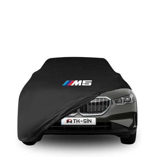 Maßgeschneiderte Indoor Autoabdeckung für BMW M5 – BMW 5er G60 ab 2024 mit Logo – atmungsaktiv & elastisch
