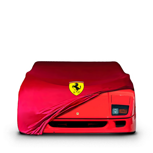 Indoor Autoabdeckung für Ferrari F40 mit Logo – maßgeschneidert, atmungsaktiv & edel