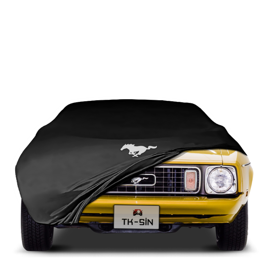 Indoor Autoabdeckung für Ford Mustang Cabrio 1 Facelift (1970–1973) mit Logo – maßgeschneidert & atmungsaktiv