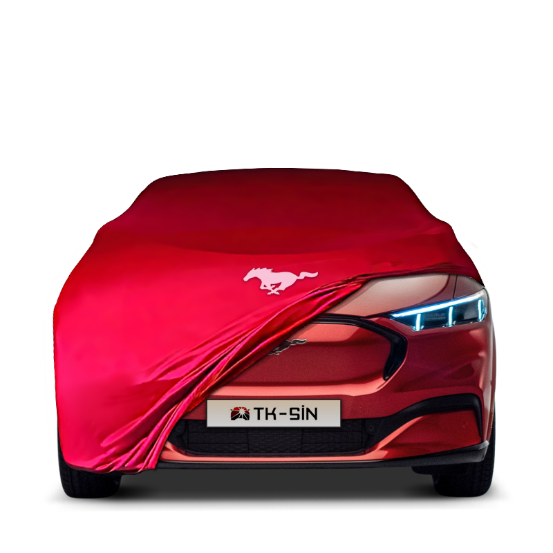 Indoor Autoabdeckung für Ford Mustang Mach-E mit Logo – maßgeschneidert & atmungsaktiv