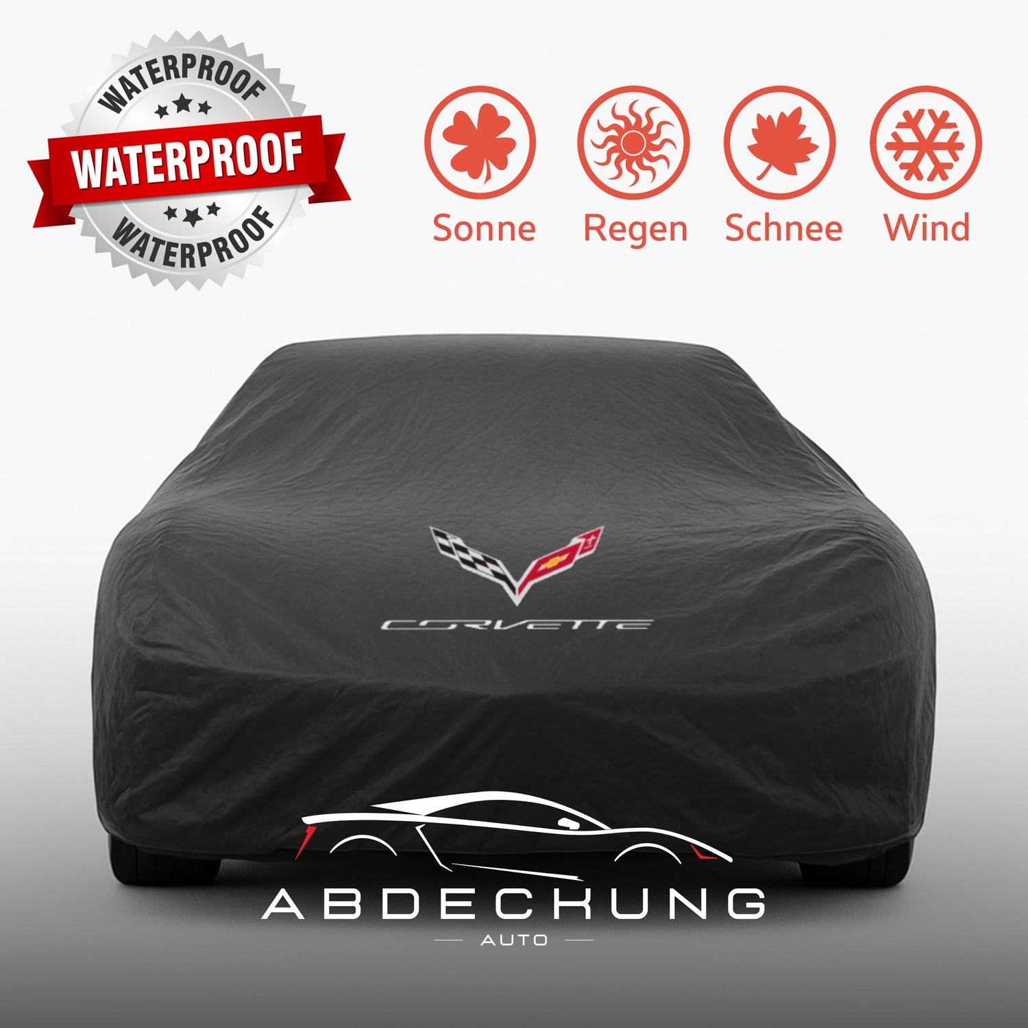 Corvette Outdoor Autoabdeckung mit Logo – wasserdicht und ultraleicht